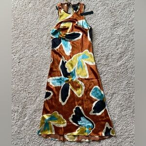 House of Harlow Silky Sleeveless MIDI Dress with Tie Detail | Medium NWT